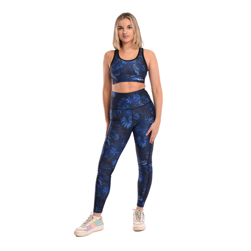 Blue Leaf High Waisted Funky Gym Leggings