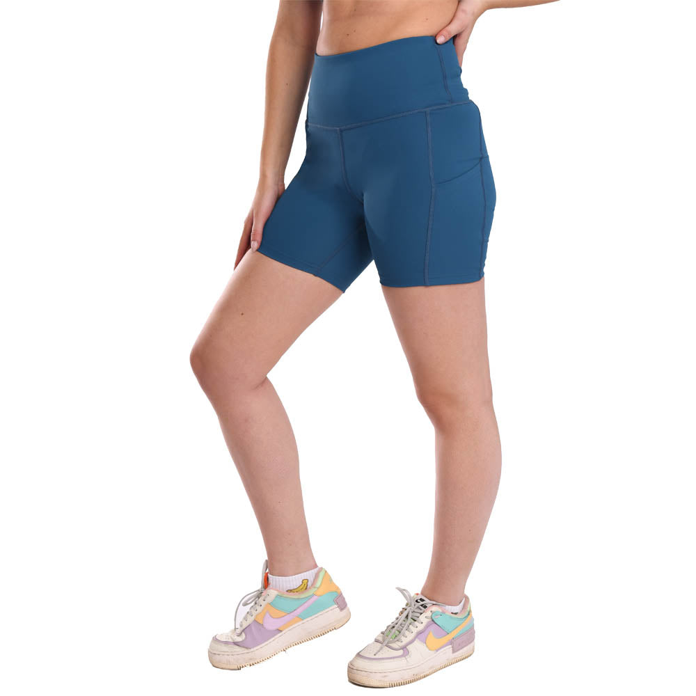 Women Shorts High-Rise Cerulean Blue Short | Blexry
