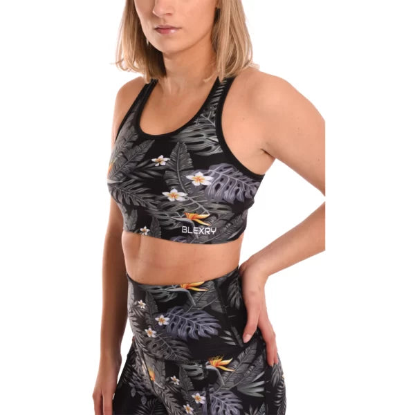 Tropical Racer Back Sports Bra