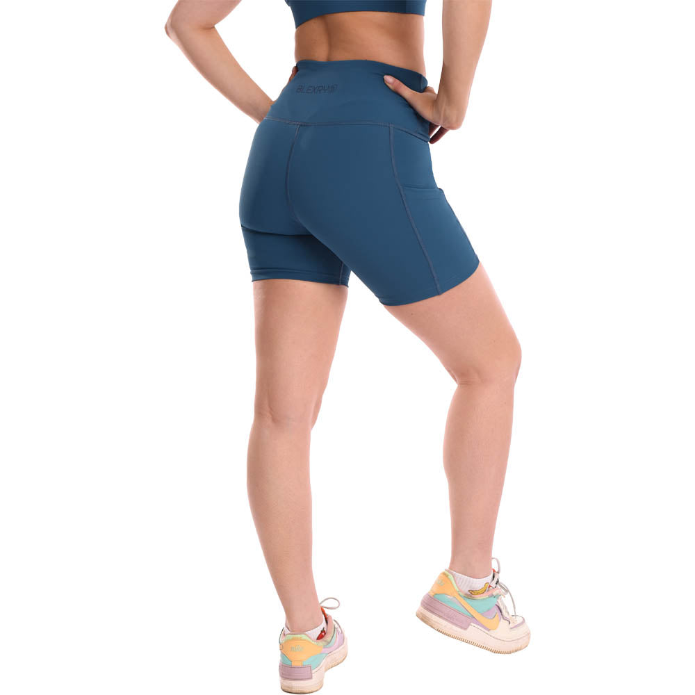 Women Shorts High-Rise Cerulean Blue Short | Blexry